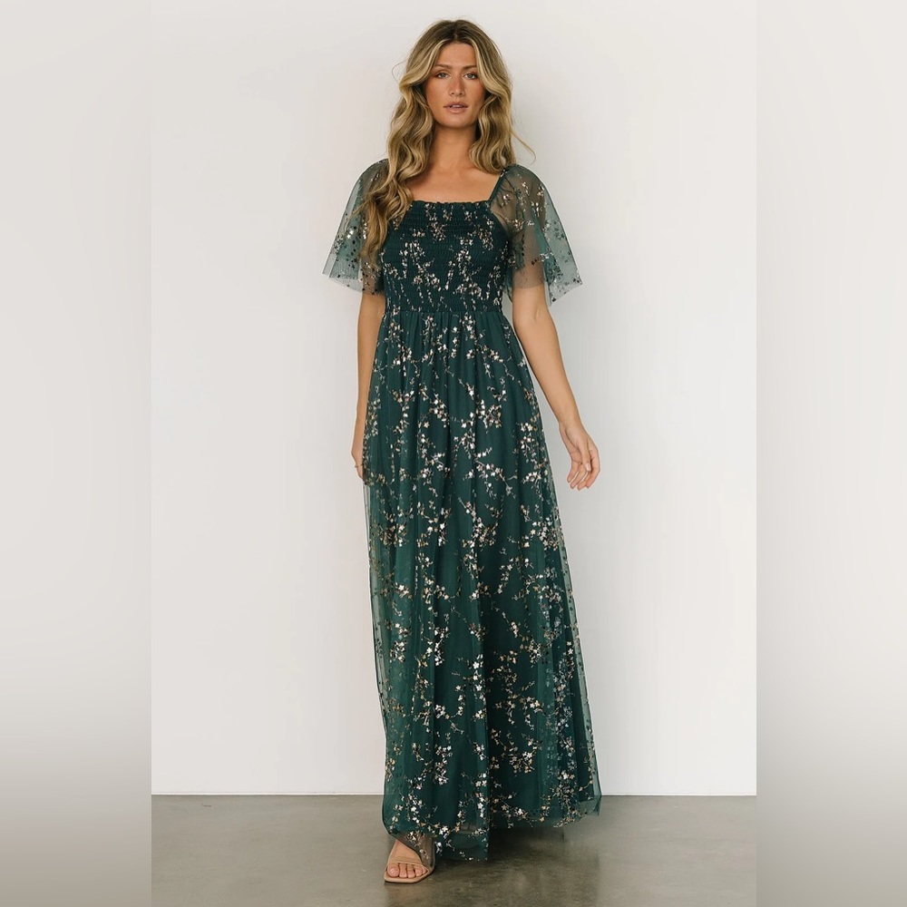 Baltic Born Cassandra Tulle Maxi Dress | Green + Gold